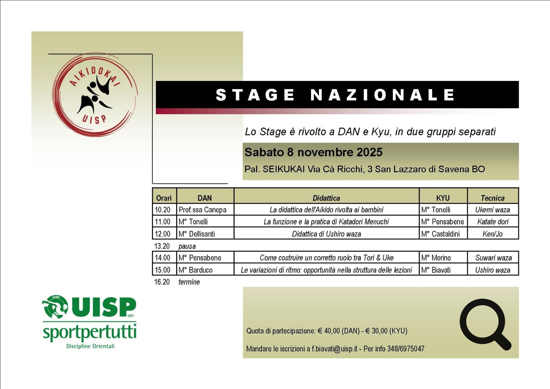 Stage di Aikido con il maestro Claudio Tonelli  6 Dan